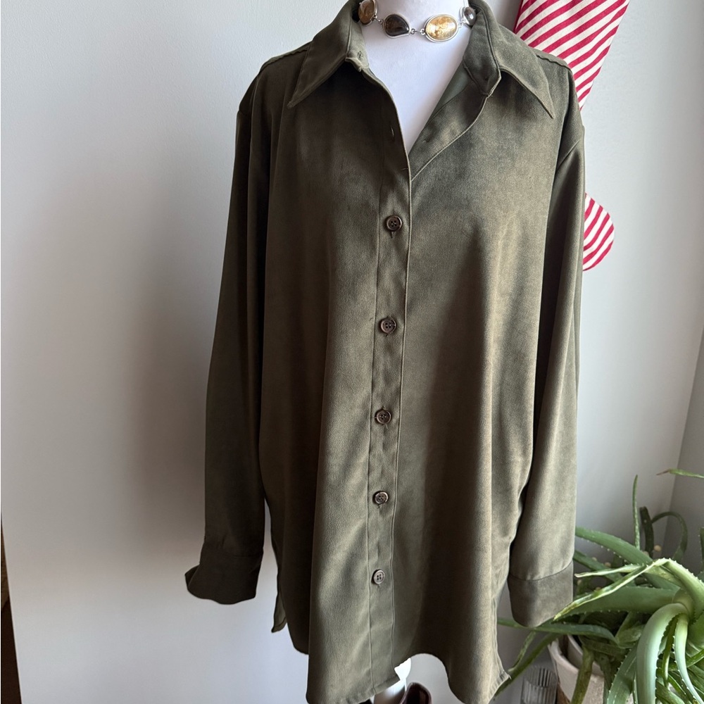 Olive Green Button-Up Shirt